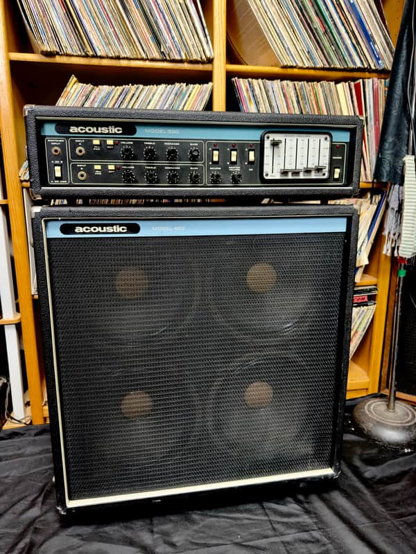 1978 Vintage Acoustic Control Corp Model 330 Head & Model 403 4x12 Cabinet Stack - 1970s Blue-Face Solid State Powerhouse image 1