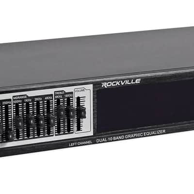 Rockville REQ20 19" Pro Rack Mount Dual 10-Band Graphic Equalizer EQ+VU Meters image 3