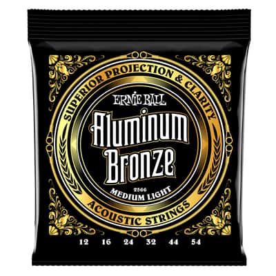 P02566 Medium Light Aluminum Bronze Acoustic Guitar Strings - 12-54 Gauge image 1