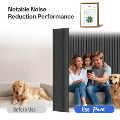 Wood Acoustic Slat Panels,94 X 24 In,2-Pack-12Mm Mdf Surface With 9Mm Sound-Absorbing Core-Dual-Layer Acoustic Wall Panels For Echo Reduction In Home Studio,Office & Living Room-Matte Black image 3