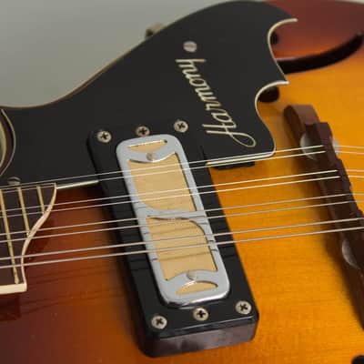 Harmony  H-35 Hollow Body Electric Mandolin (1970), ser. #1979H35, black gig bag case. image 12