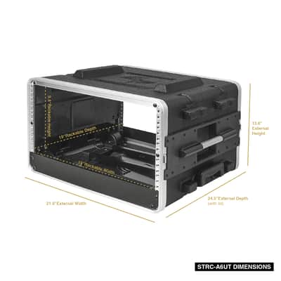 STRC-A6UT | Lightweight and Compact 6U PA/DJ ABS Road Case w/ 5U Rack Space, 19” Depth, Retractable Handle, Wheels and Heavy-Duty Latches image 8