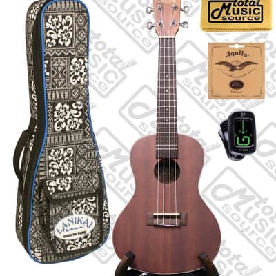 Lanikai LU-21C Concert Ukulele Bundle w/Tribal Padded Gigbag,Tuner,Strings & PC image 1
