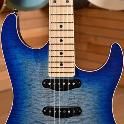 Schecter Custom Shop Sunset Custom II HSS Maple Neck Transparent Sky Blue image 15