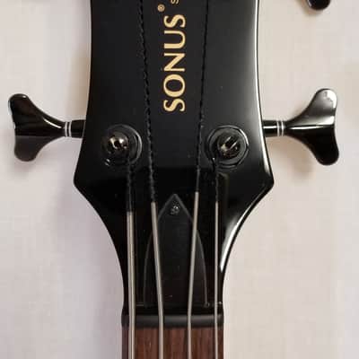 Zon Sonus Standard 4 Maple With Quilt Maple Top Electric Bass Gloss Trans Finish, Black Hardware image 6