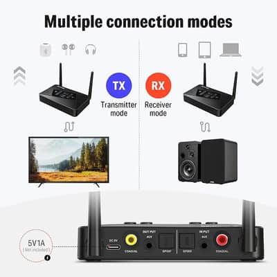 5.0 Bluetooth Transmitter Receiver 2 in 1 with HD TFT Screen image 3