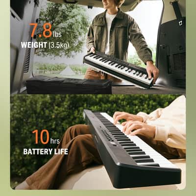 Portable Piano Keyboard 88 Keys for Beginner, Bluetooth Foldable Piano Keyboard with 128 Rhythms&Tones, Chord, Record, Drum Kit, Folding Digital Piano Bundle with Pedal, Piano Bag, Black image 2