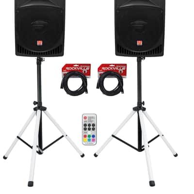 2) Rockville RPG15 15" Powered Active 1000 Watt DJ PA Speakers+LED Stands+Cables image 17