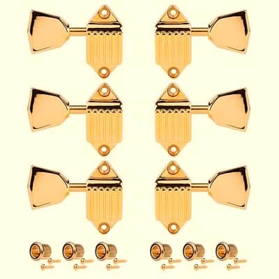 Kluson 3 Per Side Vintage Diecast Series Waffleback Tuning Machines KVDW-3-GM Gold image 4