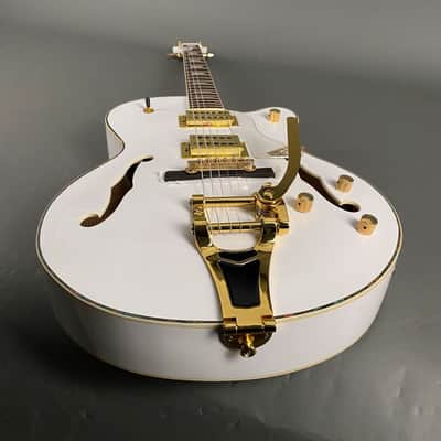 Harley Benton BigTone White Vintage Series Archtop Rockabilly - white image 4