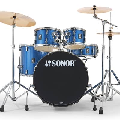 Drum Kit Sonor AQX Studio With Bronze Cymbals And Hardware, Blue Ocean Sparkle image 2