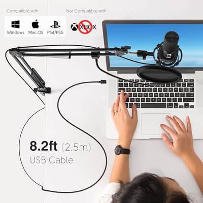 Studio Condenser USB Microphone Computer PC Microphone Kit with Adjustable Boom Arm Stand Shock Mount for Instruments Voice Overs Recording Podcasting YouTube Vocal Gaming Streaming-T669 image 2