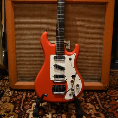Vintage 1960s Watkins Wem Rapier 33 Solid Body Red Guitar w/ OHSC & Strap image 2