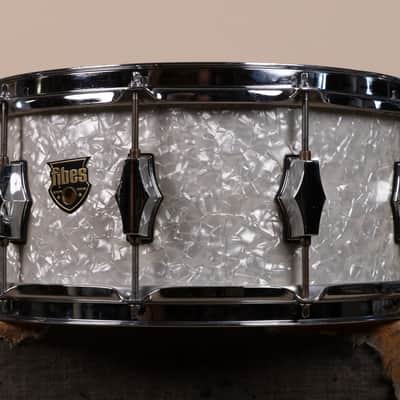 Fibes 6.5x14 White Marine Pearl Fibes Wood Snare Drum image 2