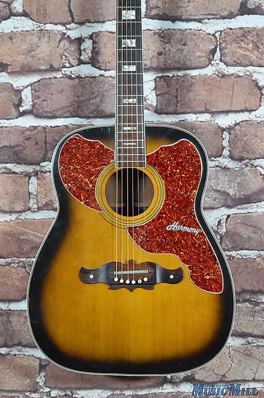 Vintage 1967 1968 Harmony H1265 Sovereign Deluxe Dreadnought Jumbo Acoustic Guitar image 1