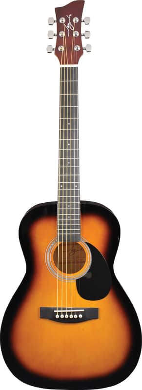 Jay Turser JJ43-PAK-TSB Dreadnought Basswood Top Mahogany Neck 3/4 Size 6-String Acoustic Guitar w/Gig Bag, Tuner, Strap & Picks image 1