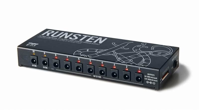 EBS Runsten Isolated Pedalboard Power Supply - 10 DC Outputs up to 900mA, Switchable 9V/12V, 2 USB Ports, Ultra-Low Noise, Universal 100-240V, Compact 310g image 1
