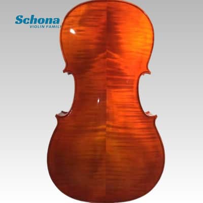 SCHONA SC-02BE Glossy Entry Level Tiger Grain Maple Back/Sides Spruce Top Handmade Cello 4/4 Size Exam Practice Solo Performance image 5