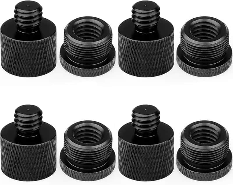 Mic Stand Adapter 3/8 Female to 5/8 Male Microphone Stand Adapter and 5/8 Female to 3/8 Male Mic Thread Adapter for Snowball Boom Arm Mic Stand Mount to Tripod, Combo 8 Pack image 1