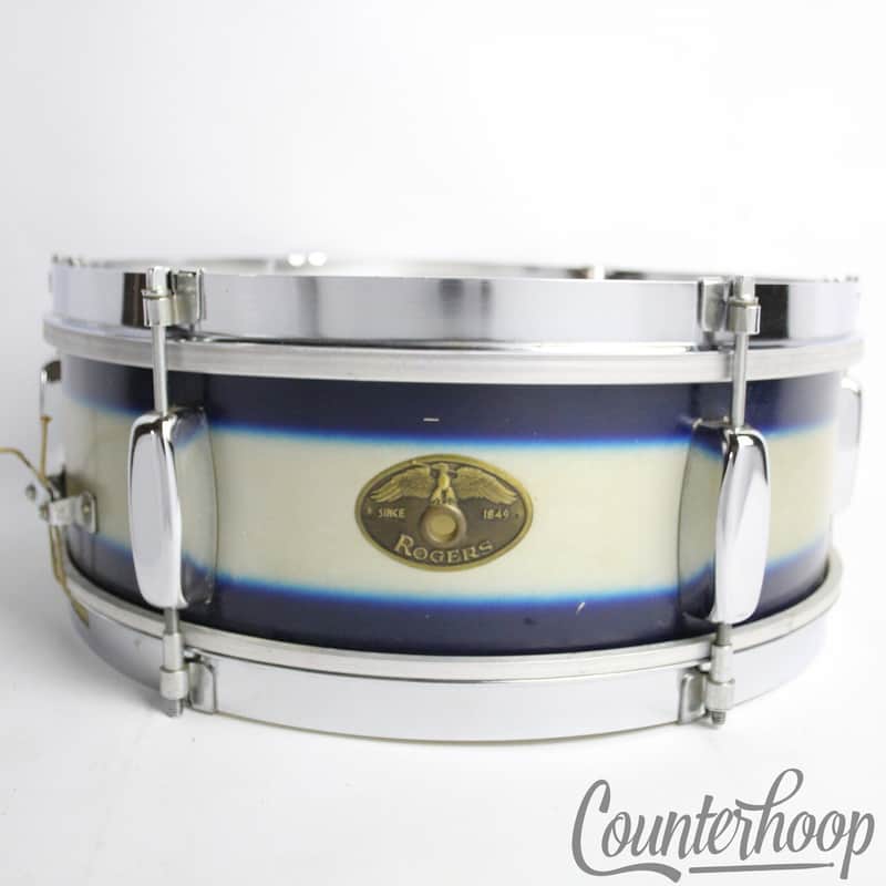 Rogers 14x5"Blue Duco Eagle Badge Mercury Snare Drum Vintage 50s Jasper 3p Maple image 1