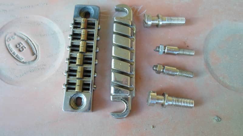 Ibanez Iceman Bridge / Tailpiece/ Studs/ & Posts Complete Assembly Quik Change 1981 Nickle image 1