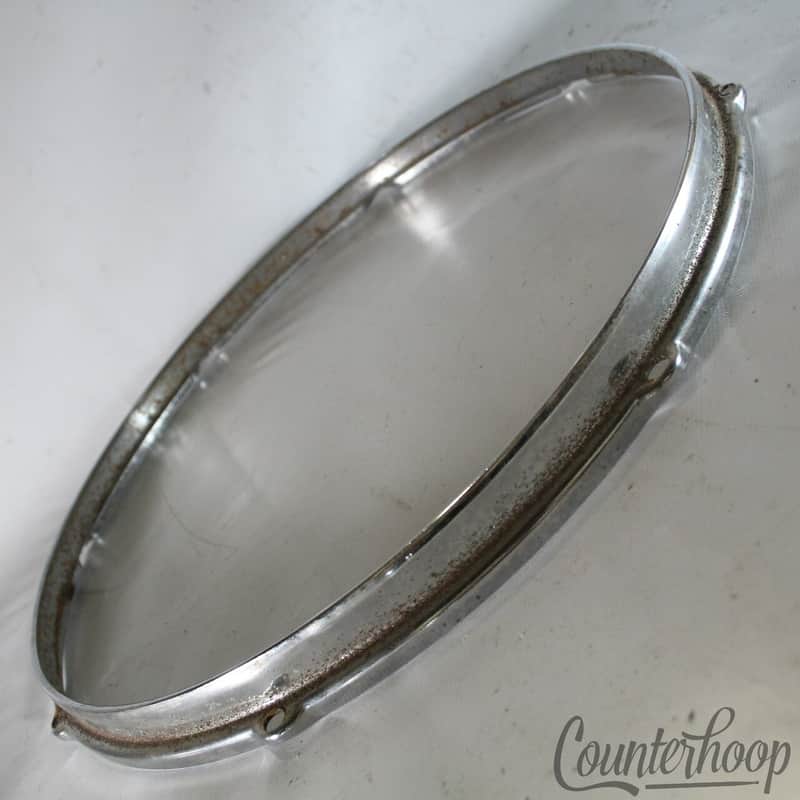 *Slingerland 16" Floor Tom Drum Batter Rim/Hoop Stick-Saver 8-Lug Chrome Vintage image 1