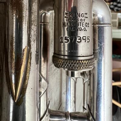 1930s King Signal Cornet – H.N. White Co. Cleveland – Silver Plate – Serial 157395 – Rare Field Model image 4