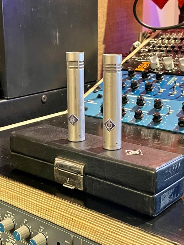 Pair of Neumann Vintage KM 84 Small Diaphragm Cardioid Condenser Microphone Stereo Pair with very close serials! Silver Nickle image 1