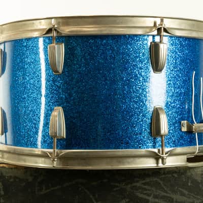 1960 Ludwig 8x15 Blue Sparkle Festival Model School Concert Drum image 5