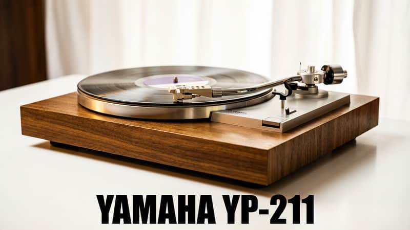 ✨✨ Yamaha YP-211 Vintage Belt-Drive Turntable – Woodgrain Plinth, S-Shaped Tonearm, Smoked Dust Cover, Tested – BVA