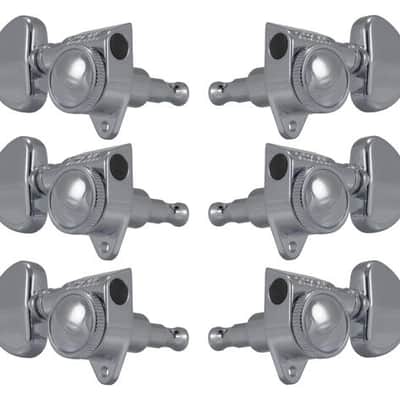 GROVER 502C Roto-Grip Locking Rotomatics with Round Button - Guitar Machine Heads, 3 + 3 - Chrome image 1