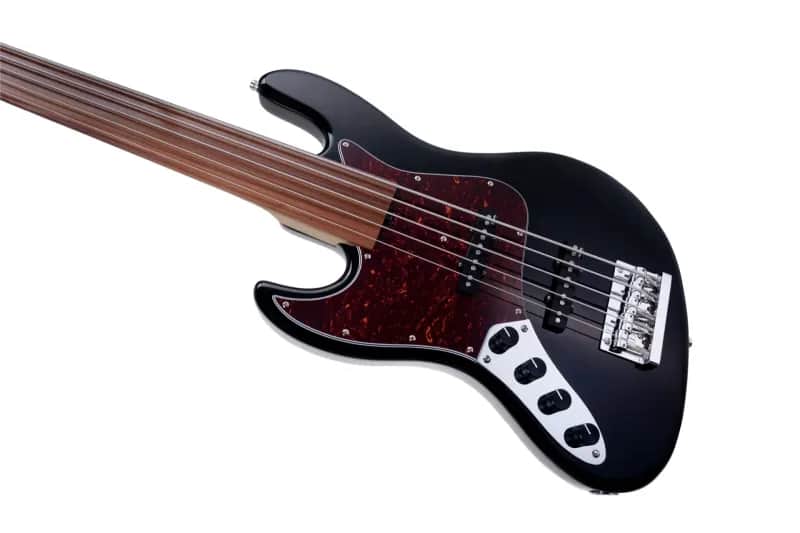 Sadowsky MetroExpress 21-Fret Vintage J/J Bass, Morado Fingerboard, Fretless, Lefthand, 5-String - Solid Black High Polish image 1