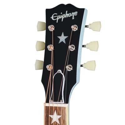 Epiphone J-180 LS Acoustic-Electric Guitar, Frost Blue w/Hard Case image 5