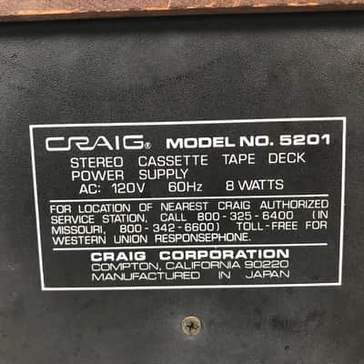Vintage Craig 5000 Model 5201 Stereo Cassette Tape Deck image 5