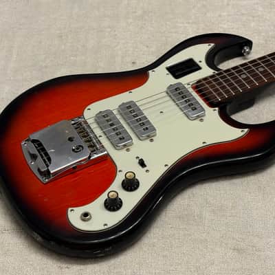 1960’s Lyle 26.5” Scale Baritone Electric Guitar Redburst MIJ Japan Conrad Burns Style RARE Model image 6
