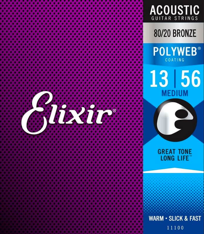 Elixir 11100 Polyweb 80/20 Bronze Medium Acoustic Guitar Strings (13-56) image 1