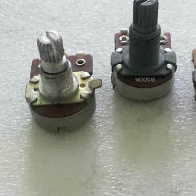 3 Vintage A500K B500K Electric Guitar Tele Strat LP Micro Pots Wiring 500K Short Shaft 1990s image 5