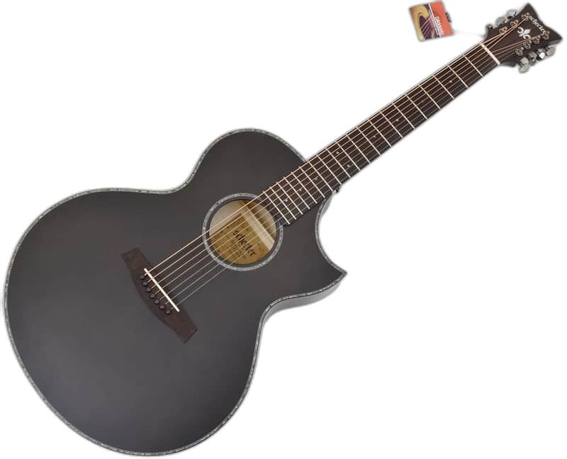 Schecter Orleans Stage-7 String Acoustic Guitar in See Thru Black Satin image 1