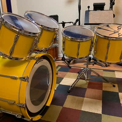 RARE Vintage Yamaha Recording Custom Birch pre-Yess 1983 Mellow (Canary) Yellow Drum Kit Set Gadd Sizes! image 3