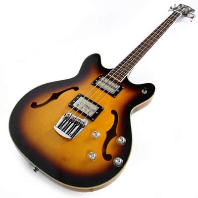 Used DeArmond By Guild Starfire Semi-Hollow Body Bass in Sunburst image 11