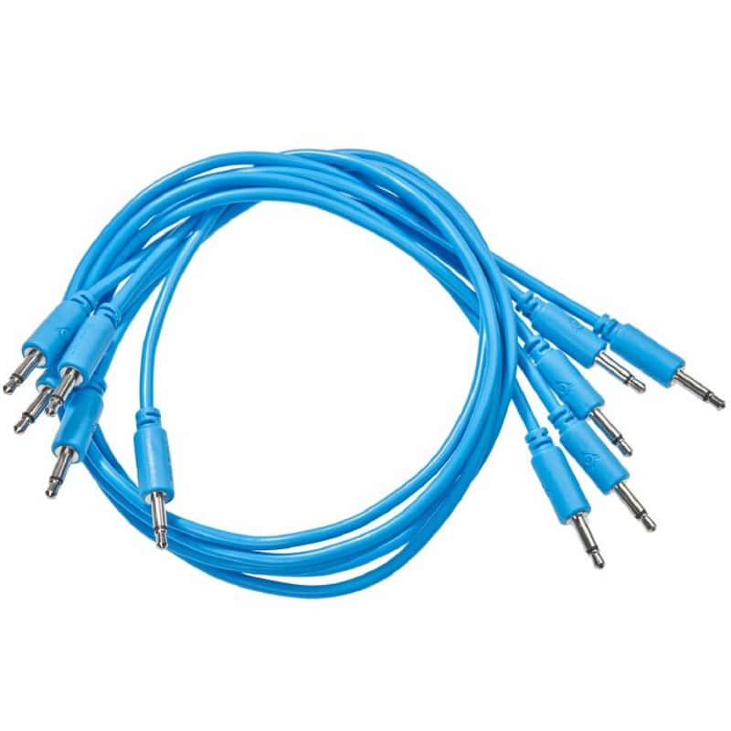Black Market 3.5mm TS Mini-Jack Plug Patch Cables (25cm/blue/pack of 5) image 1