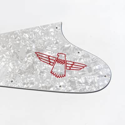 White Pearl 4 Ply Pickguard for Bicentennial Gibson Thunderbird Bass 1976-1979 w/ Decal Made IN USA image 4