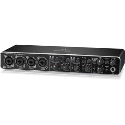 Behringer Behringer U-PHORIA UMC404HD Audiophile 4x4, USB Audio/MIDI Interface with MIDAS Mic Preamplifiers - With 10' Stereo 3.5mm Mini Male to Two Mon -1/4in Phone Plugs, Y-Cable, 3-Pk 20' 8mm XLR Mic Cable image 4