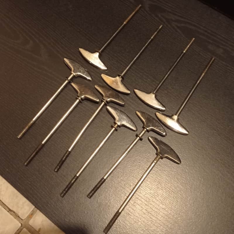 Sonor Tension rods set 10 pc for bass drum Teardrop, Champion, Super Champion 70s - Vintage chrome image 1