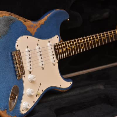 American Fender Stratocaster Relic Nitro Lil Bad Azz Blue Sparkle SSS-CS 69's image 8