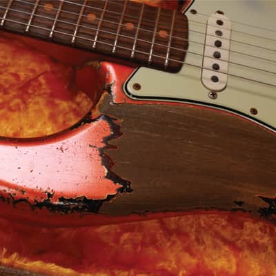 Fender 2021 Custom Shop Masterbuilt Dale Wilson '61 Stratocaster Heavy Relic in Melon Candy To Candy Apple Red Over 3-Tone Sunburst image 19
