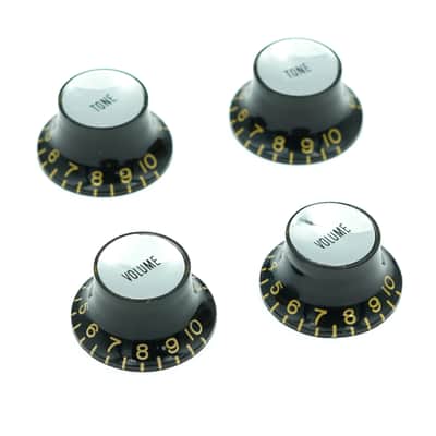 Replica Black Silver Reflector Knobs | Set of 4 | Perfect for reissue & vintage guitars image 1