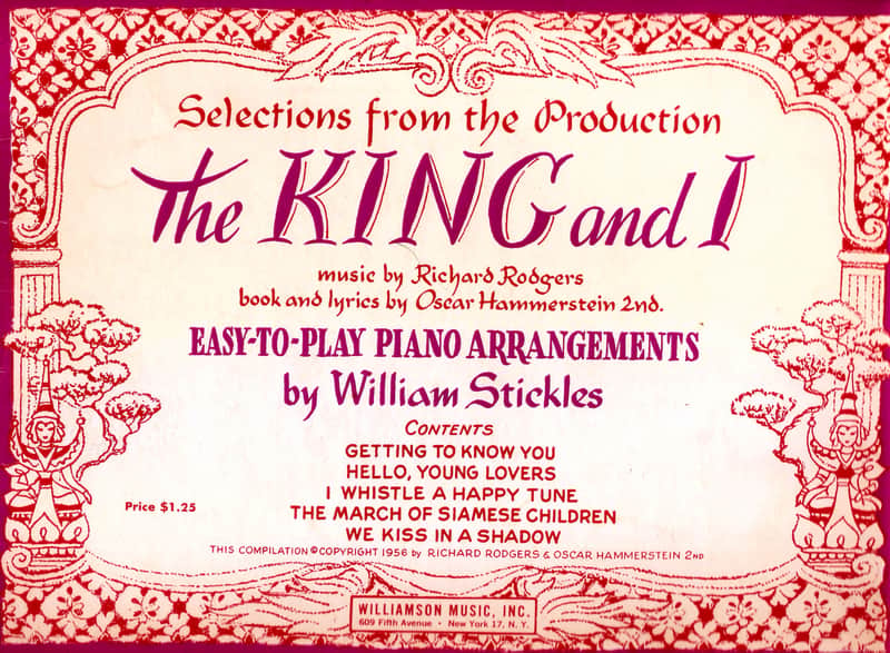 The King and I Vintage Musical 1951 Easy-to-Play Piano Arrangement Sheet Music, Rodgers Hammerstein, Margaret Landon, Gertrude Lawrence, Yul Brinner Deborah Kerr Vocal 2nd image 1