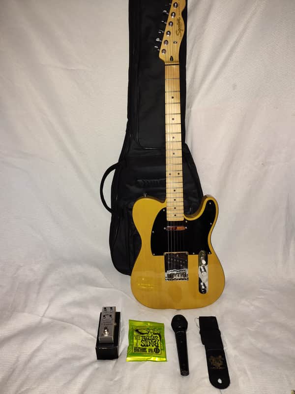 Squier Telecaster Maple Fretboard with Gig Bag + Pedal + mic + strap + strings image 1