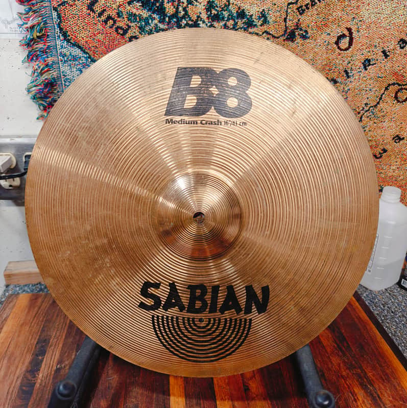 Sabian 16" B8 Medium Crash Cymbal 1990 - 2010 - Natural image 1